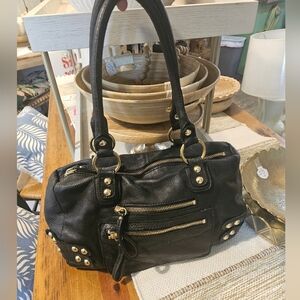 Linea Pelle Bag Black Purse Handbag Gold